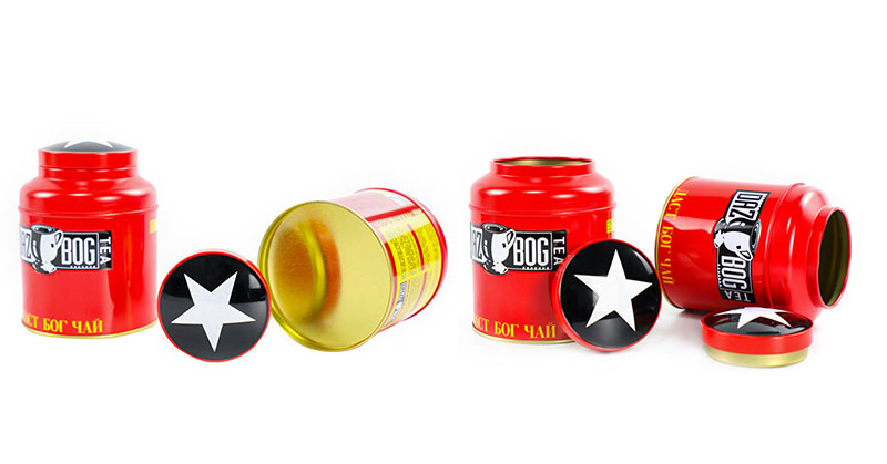 round tea tin box